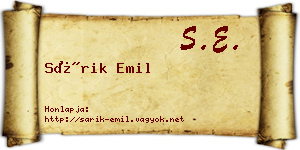 Sárik Emil névjegykártya