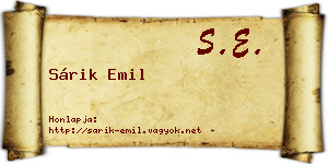 Sárik Emil névjegykártya